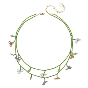 GREEN BEAD BLOOM LAYER NECKLACE (PRE-ORDER TAKES 15 DAYS)