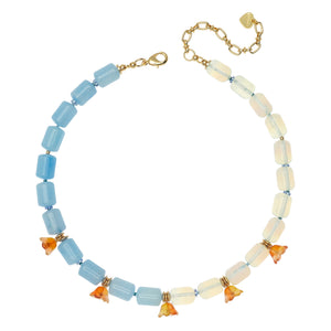 AQUAMARINE AND OPAL BLOOM NECKLACE (PRE-ORDER TAKES 15 DAYS)