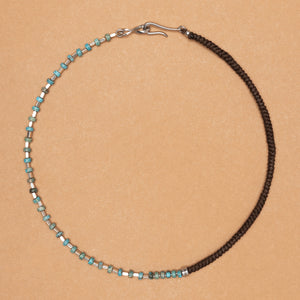 Tide Weave Leather Rope & Turquoise Stone Necklace