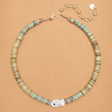 PERIDOT SINGLE STRAND ROUND FLAT BEAD NECKLACE