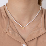 WHITE PEARL C BEAD FASHION NECKLACE