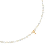WHITE PEARL F BEAD FASHION NECKLACE