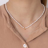 WHITE PEARL F BEAD FASHION NECKLACE