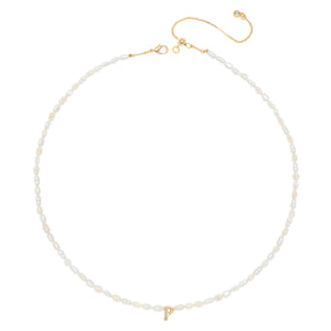 WHITE PEARL P BEAD FASHION NECKLACE