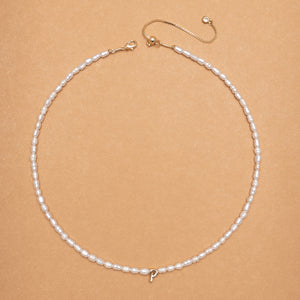 WHITE PEARL P BEAD FASHION NECKLACE