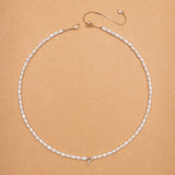 WHITE PEARL P BEAD FASHION NECKLACE