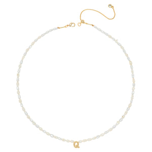 WHITE PEARL Q BEAD FASHION NECKLACE