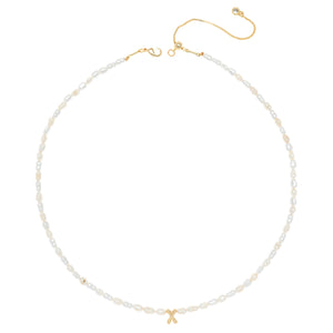 WHITE PEARL X BEAD FASHION NECKLACE