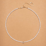 WHITE PEARL X BEAD FASHION NECKLACE