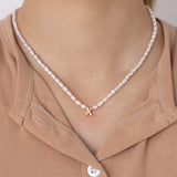 WHITE PEARL X BEAD FASHION NECKLACE