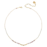 PURPLE WHITE MIX BEADED NECKLACE