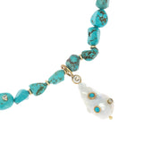 CHUNKY TURQUOISE BAROQUE PEARL  NECKLACE