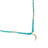 TURQUOISE BEADED CRESCENT PENDANT NECKLACE