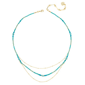 TURUQOISE GOLD LAYERED NECKLACE