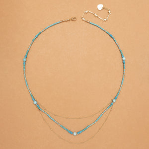 TURUQOISE GOLD LAYERED NECKLACE