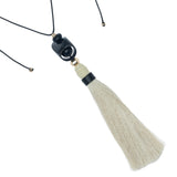 MIDNIGHT ONYX IVORY TASSEL NECKLACE (PRE-ORDER TAKES 30 DAYS)