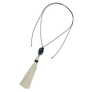 MIDNIGHT ONYX IVORY TASSEL NECKLACE (PRE-ORDER TAKES 30 DAYS)