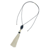 MIDNIGHT ONYX IVORY TASSEL NECKLACE (PRE-ORDER TAKES 30 DAYS)