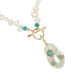 BAROQUE WHITE LARIAT NECKLACE