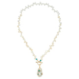 BAROQUE WHITE LARIAT NECKLACE