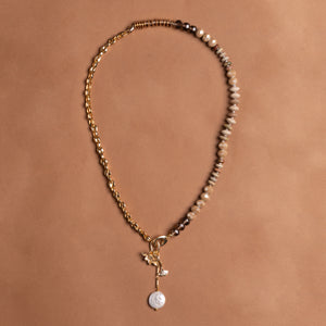 BROWN HEART CHARM Y NECKLACE