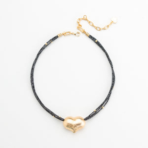 BRUSHED HEART PENDANT NECKLACE