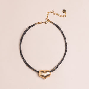 BRUSHED HEART PENDANT NECKLACE