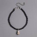 WHITE PEARL BLACK NECKLACE