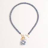 SINGLE STRAND BLUE BEAD NECKLACE