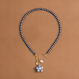 SINGLE STRAND BLUE BEAD NECKLACE