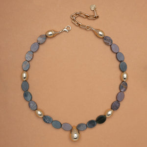 CHUNKY UNAKITE GOLD NECKLACE
