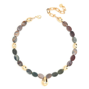 CHUNKY UNAKITE GOLD NECKLACE