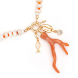OCEAN CORAL BEADED SHORT NECKLACE