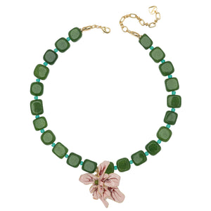 SEAWEED GREEN AGATE BLOOM NECKLACE (PRE-ORDER TAKES 15 DAYS)