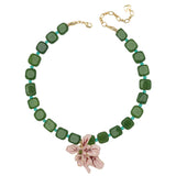 SEAWEED GREEN AGATE BLOOM NECKLACE (PRE-ORDER TAKES 15 DAYS)