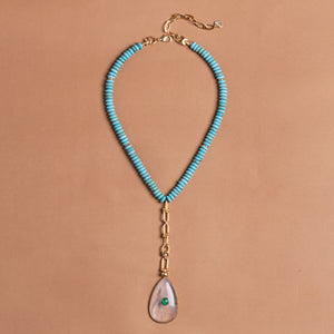 CRYSTAL TURQUOISE FASHION LARIAT NECKLACE