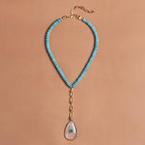 CRYSTAL TURQUOISE FASHION LARIAT NECKLACE