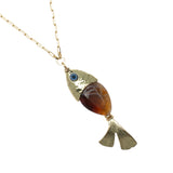 GOLDEN TIDE BROWN AGATE FISH NECKLACE