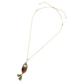 GOLDEN TIDE BROWN AGATE FISH NECKLACE