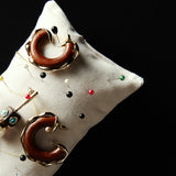 BROWN GOLD HALF HOOP EARRINGS
