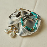 BAROQUE PEARL TURQUOISE EMBED HUGGIE EARRING