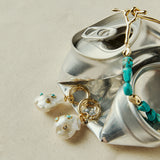 BAROQUE PEARL TURQUOISE EMBED HUGGIE EARRING