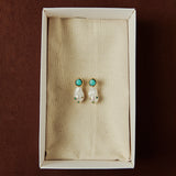 BAROQUE PEARL TURQUOISE EMBED EARRINGS