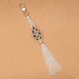 PICTURE JASPER WHITE BEADS TASSEL KEYCHAN (PRE-ORDER TAKES 15 DAYS)