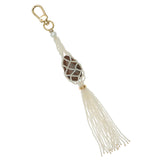 PICTURE JASPER WHITE BEADS TASSEL KEYCHAN (PRE-ORDER TAKES 15 DAYS)
