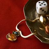 RUTILATED AGATE AND BLUE STONE PENDANT NECKLACE