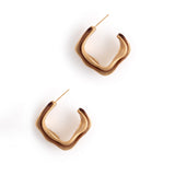 BROWN RHODIUM C-HOOK EARRINGS [FW24]