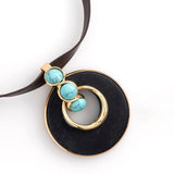 BLACK TURQUOISE DISC NECKLACE [FW24]