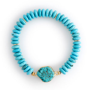 TURQUOISE ROUND BEAD STRETCHY BRACELET [FW24]