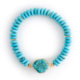 TURQUOISE ROUND BEAD STRETCHY BRACELET [FW24]